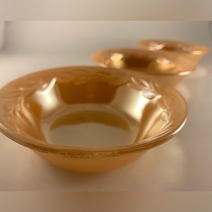 1950s Fire King by Anchor Hocking Peach laurel pattern Vegetable Serving Bowls